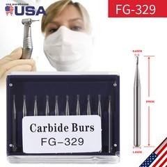 10Pcs Dental Carbide Bur FG 329 Pear for High Speed Handpiece Friction Grip Burs