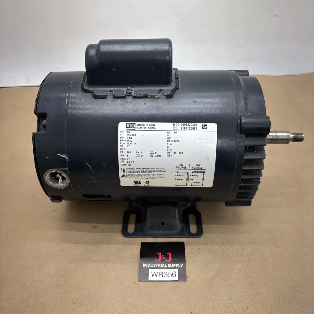 Pre Owned ADS/WEG 1093320401,Wash Pump Motor, 1 1/2 HP Fast Shipping Warranty.