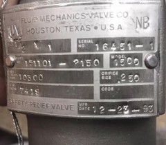 NEW UV FLUID MECHANICS 151101-2150 SAFETY RELIEF VALVE