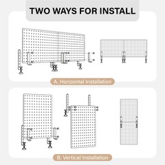 Clamp On Desk Pegboard 32″ x 12″ (Complete Kit)-No Drill Metal Desktop Privac…
