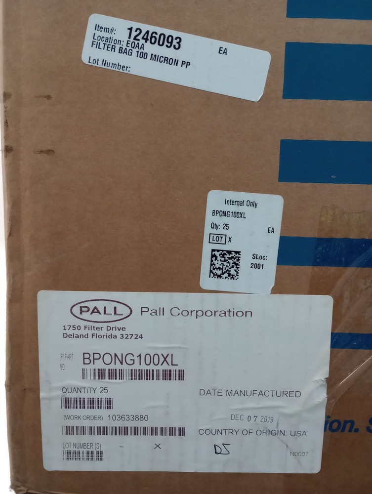 Pall BPONG100XL Filter Bag 100 Micron 9-5/16″ Flange OD 32″ OAL (Box Of 25)