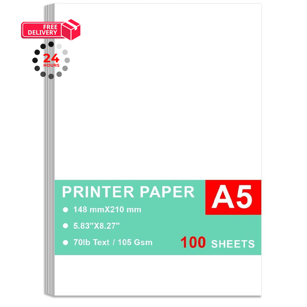 A5 Printer Paper – 100 Sheets, Premium Bright White Paper,