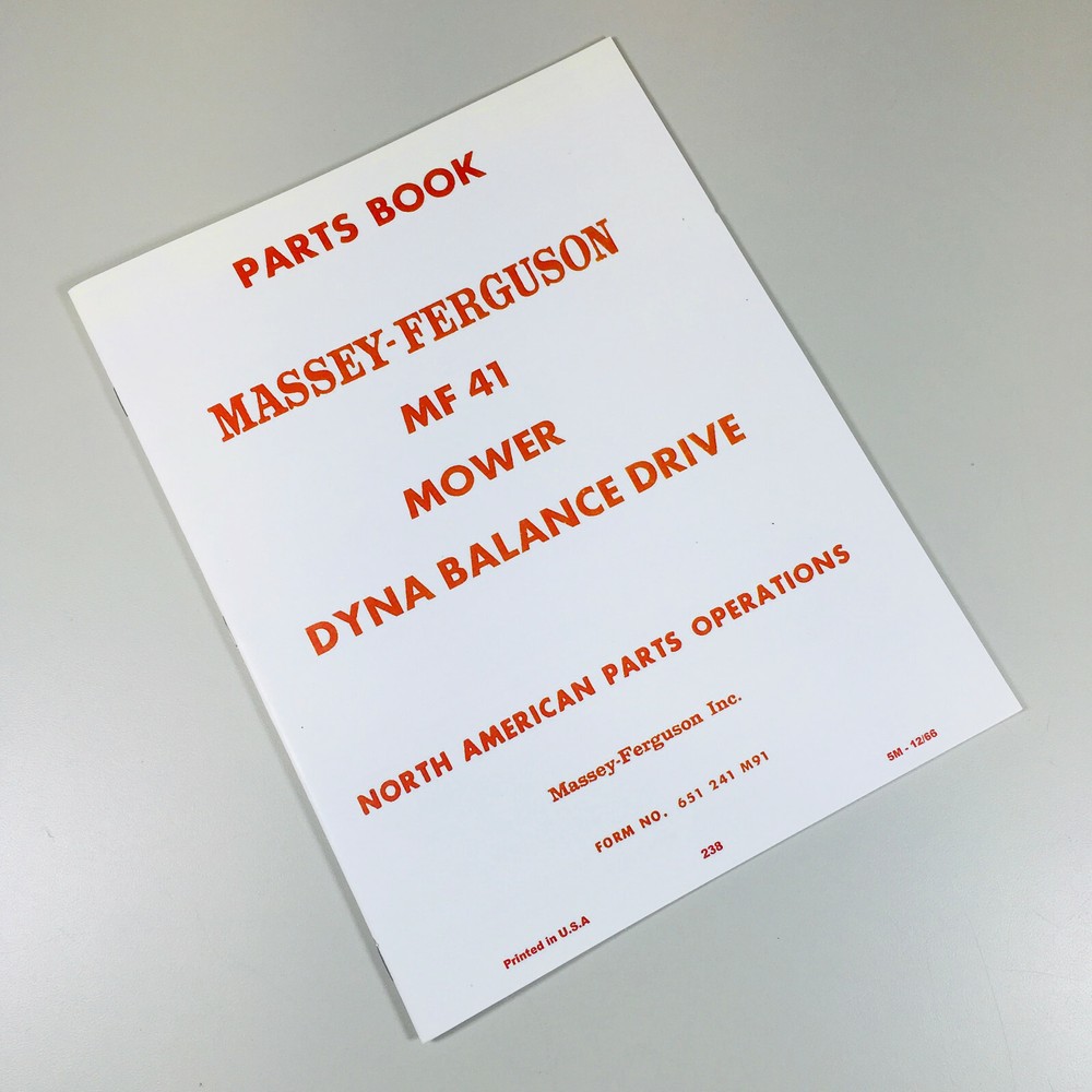 Massey Ferguson 41 Mf41 Sickle Bar Mower Parts Manual Catalog Book Exploded View