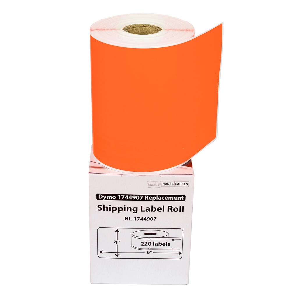 DYMO LW 1744907 ORANGE 4XL 4×6 4″x6″ SIX (6) Rolls All-Purpose Labels FREE SHIP