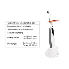 LED Wireless Curing Light Dental 1 Second Cure Lamp metal head 2500mW/c㎡ LV3 SA