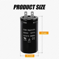 2 PCS 100uF MFD 15% CD60 250VAC 50/60Hz Motor Start Capacitor Electric