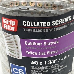 NEW!! 1000-Pack Grip-Rite #8 x 1-3/4″ Yellow Subfloor Collated Screw- SF134C1MBK