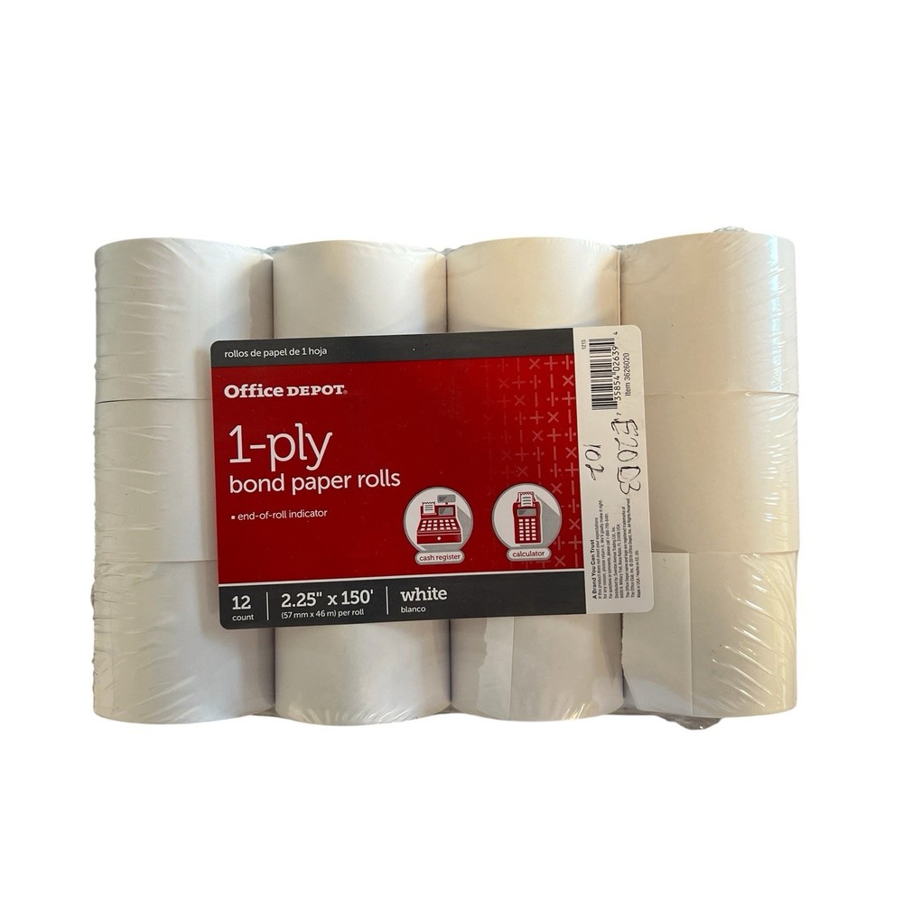 Office Depot 3626020 1-ply bond paper rolls 12 count