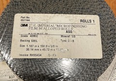 NEW 1 Case 3M 273L Microfinishing Film 3 Scalloped Roll 1.187″,450ft,5/8, 40 MIC