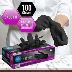 MedPride Nitrile Gloves Powder-Free, Large, Black, 100-Pack