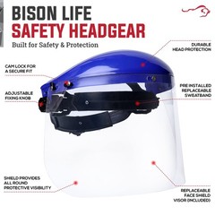Safety Headgear with Clear Polycarbonate Face Shield Blue, Pack of 1