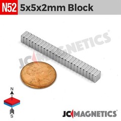 Magnet Block 5mm x 5mm x 2mm N52 Super Strong Rare Earth Neodymium 5x5x2mm