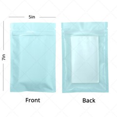 5x7in Matte Blue Front Clear Back Foil Mylar Flat Zip Lock Pouch Bag w/Machine