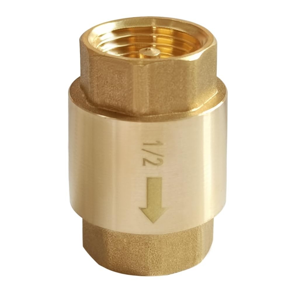 Uenede Solid Brass 1/2 Inch In-line Spring Check Valve 1/2″ NPT 1/2″NPT-1PCS