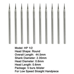 Wave Dental Carbide Bur Round HP 1 2 3 4 5 6 8 10 44.5mm Long Straight Low Speed