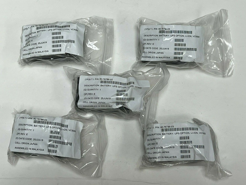 5 PACK Symbol BTRY-VC50IAB00, 82-76786-03 Lithium-ion Battery UPS for VC5090
