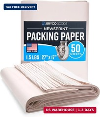 Bryco Goods Newsprint Packing Paper Sheets for Moving – 1.5lb – 50 Sheets of New