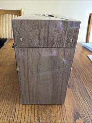 VTG Metal File Box & Key Lock Excelsior USA 12×5.5×10 Wood Grain Steel