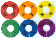 QTY 12 ROUND RACK SIZE DIVIDERS SIZES (XS-XXL) CIRCULAR DIVIDER FOR HANGRAILS