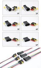 1 2 3 4 5 6 Pin/Way AMP Superseal Waterproof Electrical Connector Plug Kits