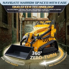 Tracked Mini Skid Steer Loader 23HP 3-Pumps System Self Leveling EPA Gas Engine