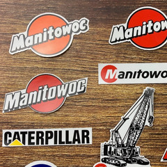 Construction HardHaT Decal Stickers LoT Manitowoc Caterpillar USS SENNEBOGEN USA