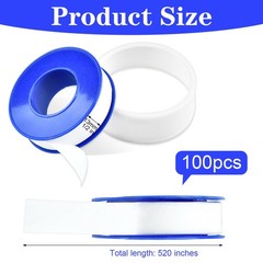Akamino 100 Rolls Teflon Tape,1/2 x 520 in 0.5 inches x 520 inches, White