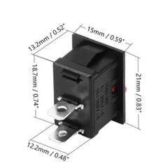 Rocker Switch 2 PIN ON-OFF SPST 125VAC/10A 250VAC/3A 21x15mm BLACK KCD1 2/5/10PC