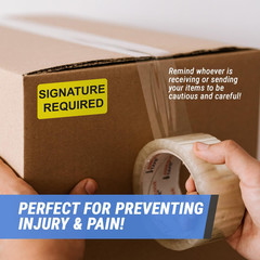 Signature Required Stickers (4 x 2 inch, Yellow, Rectangular – 300 Labels) Signa