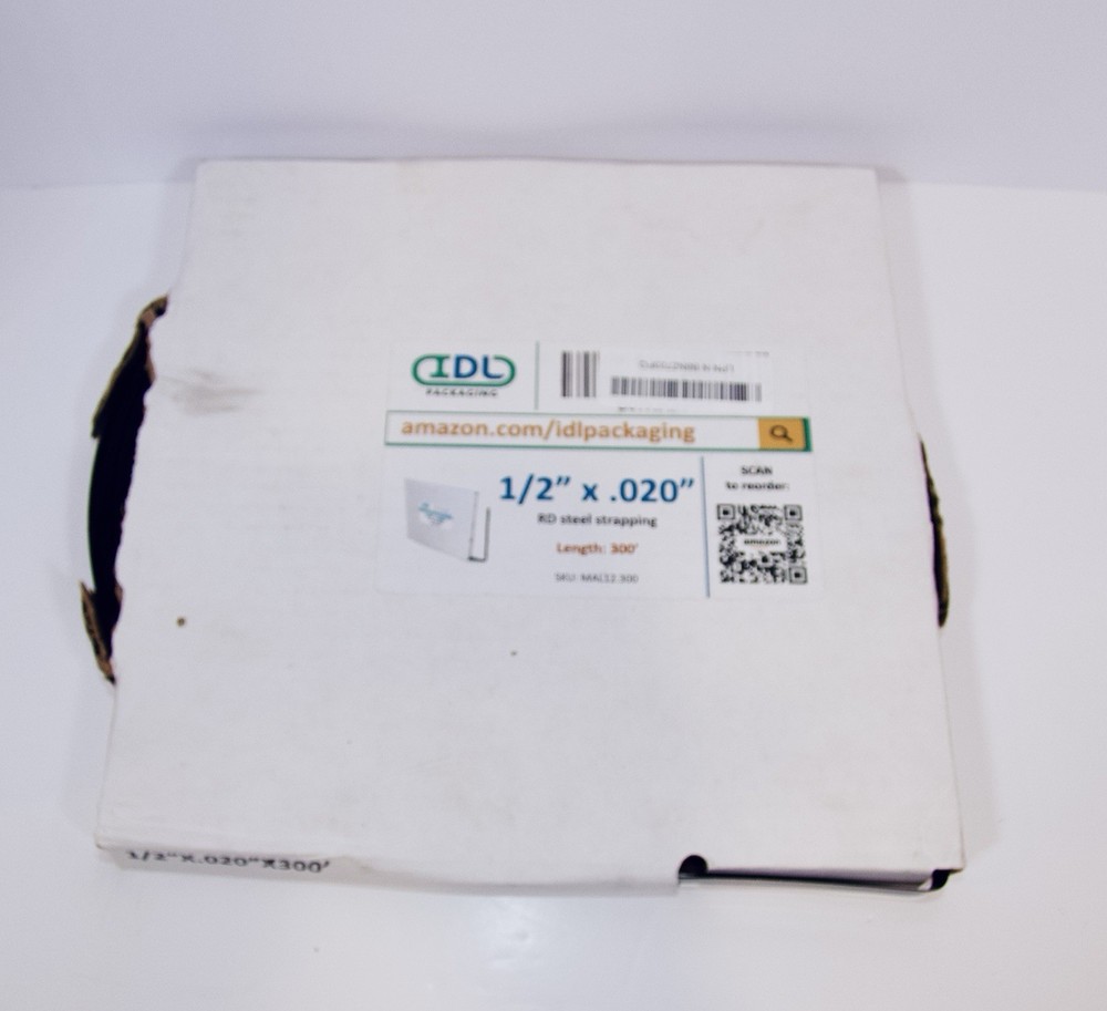 IDL 300 Feet Steel Pallet Strapping Coil 1/2x .020″ x 300′ in Dispensing Box