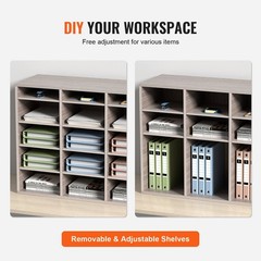 27-Pocket Document Organizer Medium Density Board with Non-Slip Feet