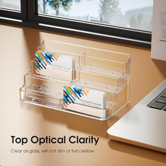 Acrylic Business Card Holder for Desk, Clear Desktop Business Card Display Stand