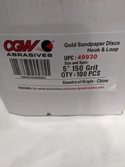 CGW Hook & Loop Disc: 5" Dia, 150 Grit, Coated, Aluminum Oxide Qty 100