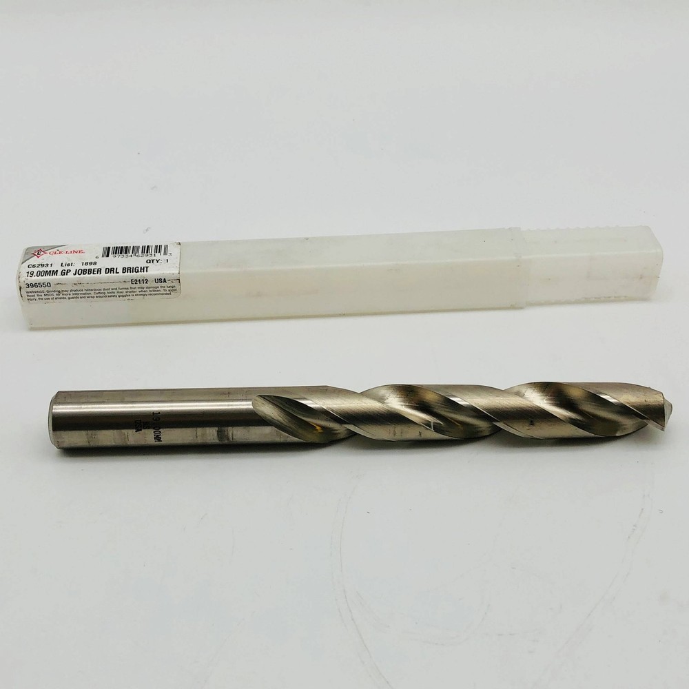 Cle-Line C62931 Jobber Drill Bit 19.00MM HSS 1898 Bright RHS/RHC 118 Degree