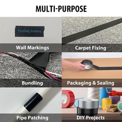 2x Black Duct Tapes Heavy Duty, 2 Inches x 100 Yards Total, Waterproof Outdoor