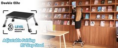 3 Levels Adjustable Folding Step Stools for Adults, Sturdy Metal RV Step, Safer