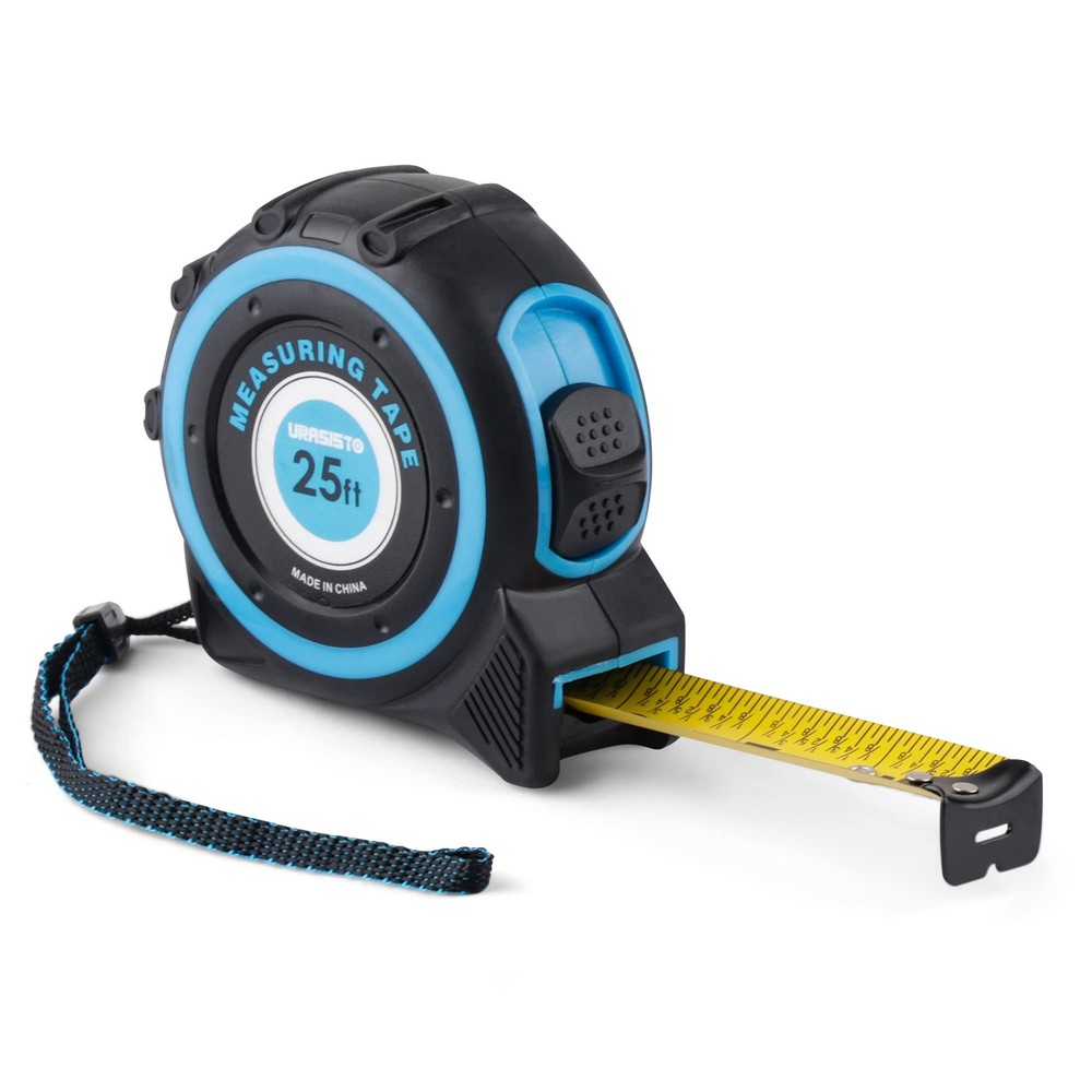 URASISTO Tape Measure 25FT with Fractions 1/8, Retractable 7.6 m, Black