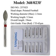 Dental Football Diamond Bur 368/023C 023F 020C 020F Fine Coarse FG Burs Burr Red