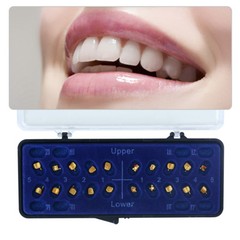 Dental Gold Coated 24K Orthodontic Metal Brackets Mini Roth 022 3-4-5 20Pcs/Set