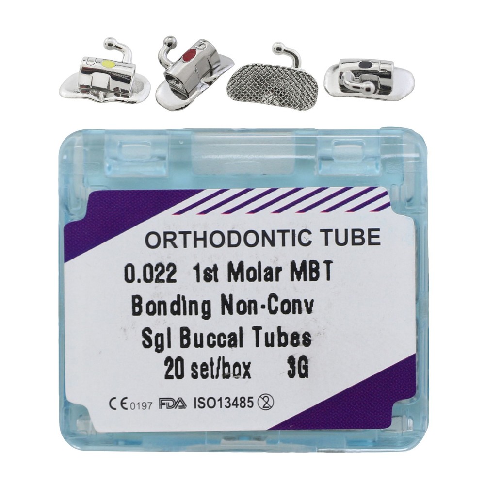 20 Kit Dental Orthodontic Bondable Buccal Tubes 1st Molar MBT 022 Low Profile 3G