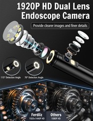 Endoscope Snake Camera with Light,IP67 Waterproof Camera for Android iPhone iPad