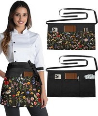 Stylish Reversible Server Apron, 6 Pockets Perfect for Restaurant Professionals