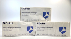 Lot of 3 New Dukal REF 2104 Non-Woven Sponges Non-sterile 4″x4″ 4PLY 200 per bag