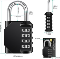 Padlock, Combination Lock 4 Digits, Outdoor Padlock Weatherproof for Gym Locker,