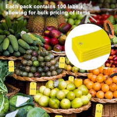 100PCS Waterproof Plastic Tags with Wire Ties Writable Outdoor Labels Yellow New