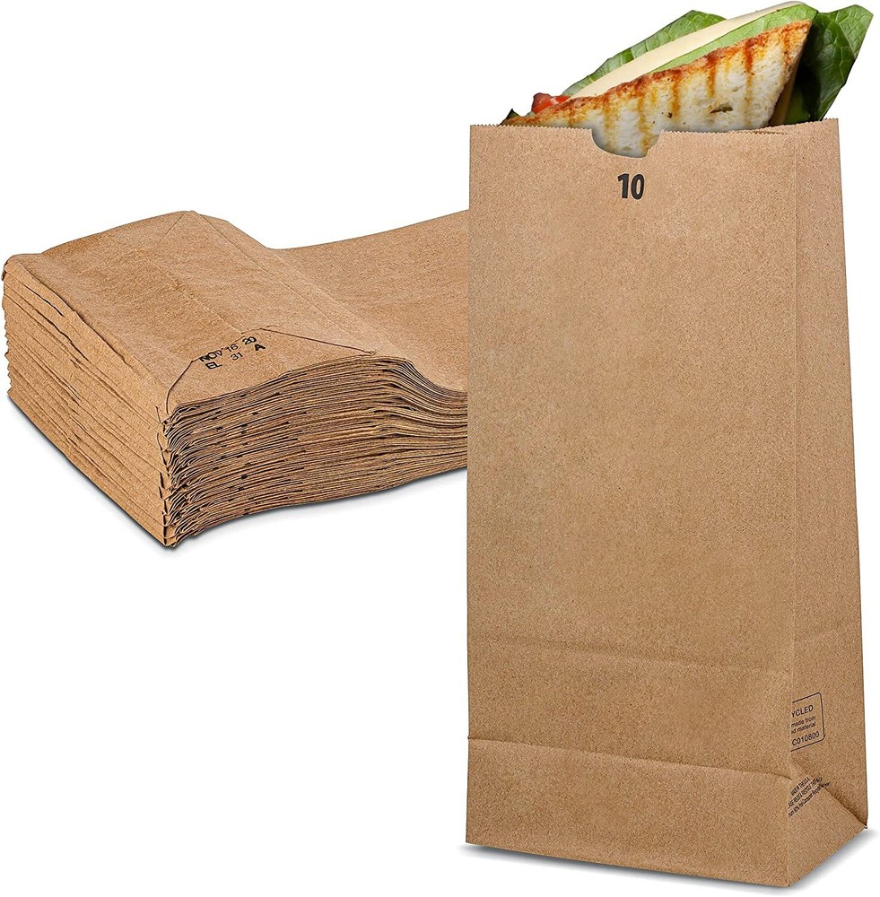 MT Products 10 lb Strong and Durable Brown Paper Bag/Paper Lunch Bag – 50 Pieces