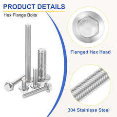 10Pcs M6 X 10Mm Hex Serrated Flange Bolts Screws, 304 Stainless Steel Flanged He