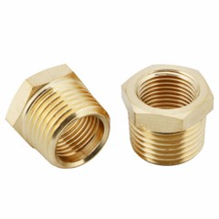 U.S. Solid 2pcs Brass Pipe Fitting Reducer Bushing, MNPT 1/2″ x FNPT 3/8″
