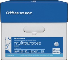 Office Depot Multi Use Printer Copy Paper 10 Reams 5000 Sheets 20 lb