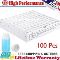 20mL Scintillation Vial HDPE Scintillation Vials w/22-400 White Screw Cap 100Pcs
